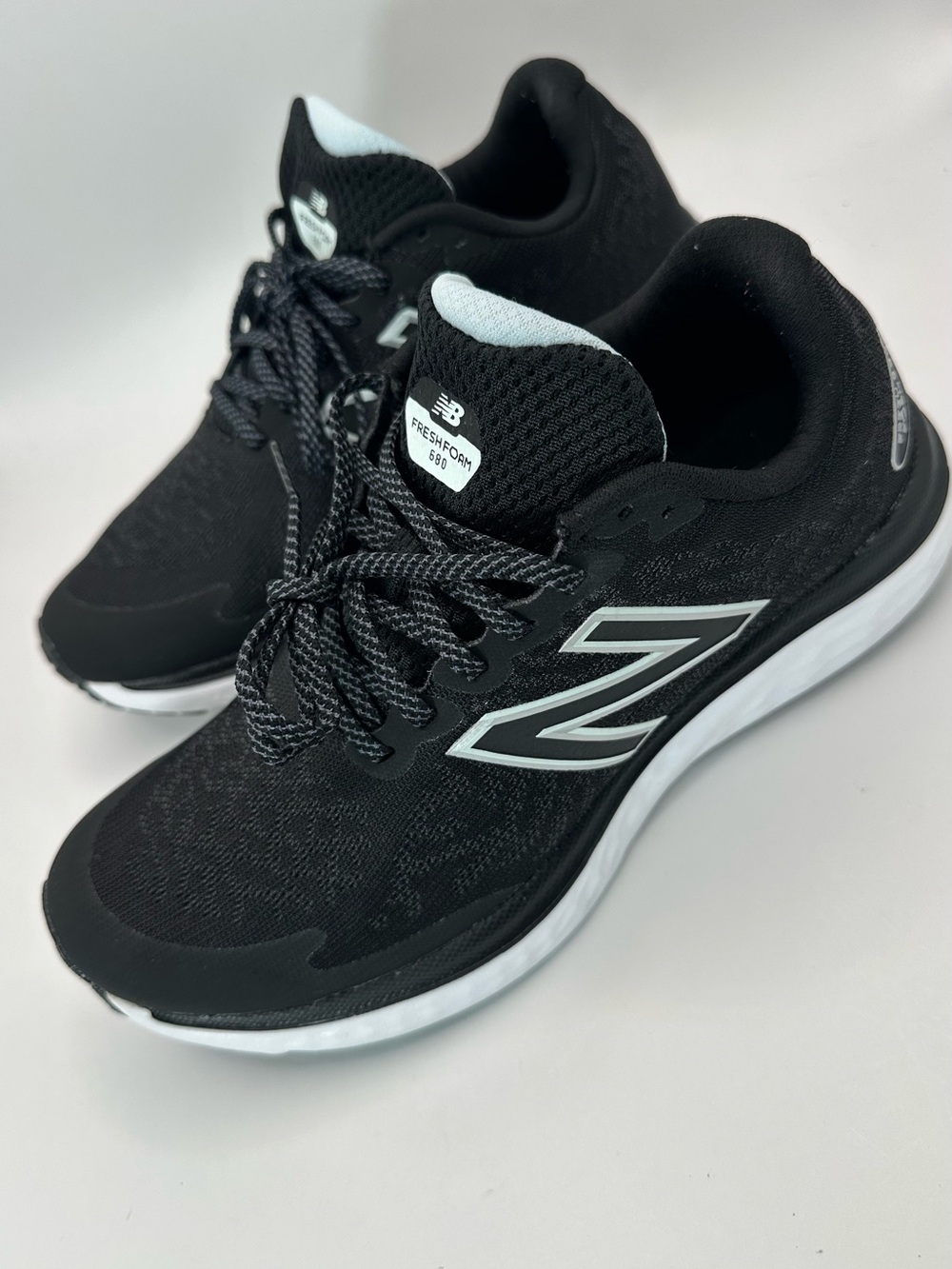 New Balance 680 Black & White Fresh Foam Running Shoes